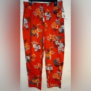 Bar III Women’s Hawaiian pants, bright red with flowers. Size XL.